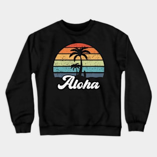 Aloha Hawaii Hawaiian Island Palm Beach Surfboard Surf Crewneck Sweatshirt